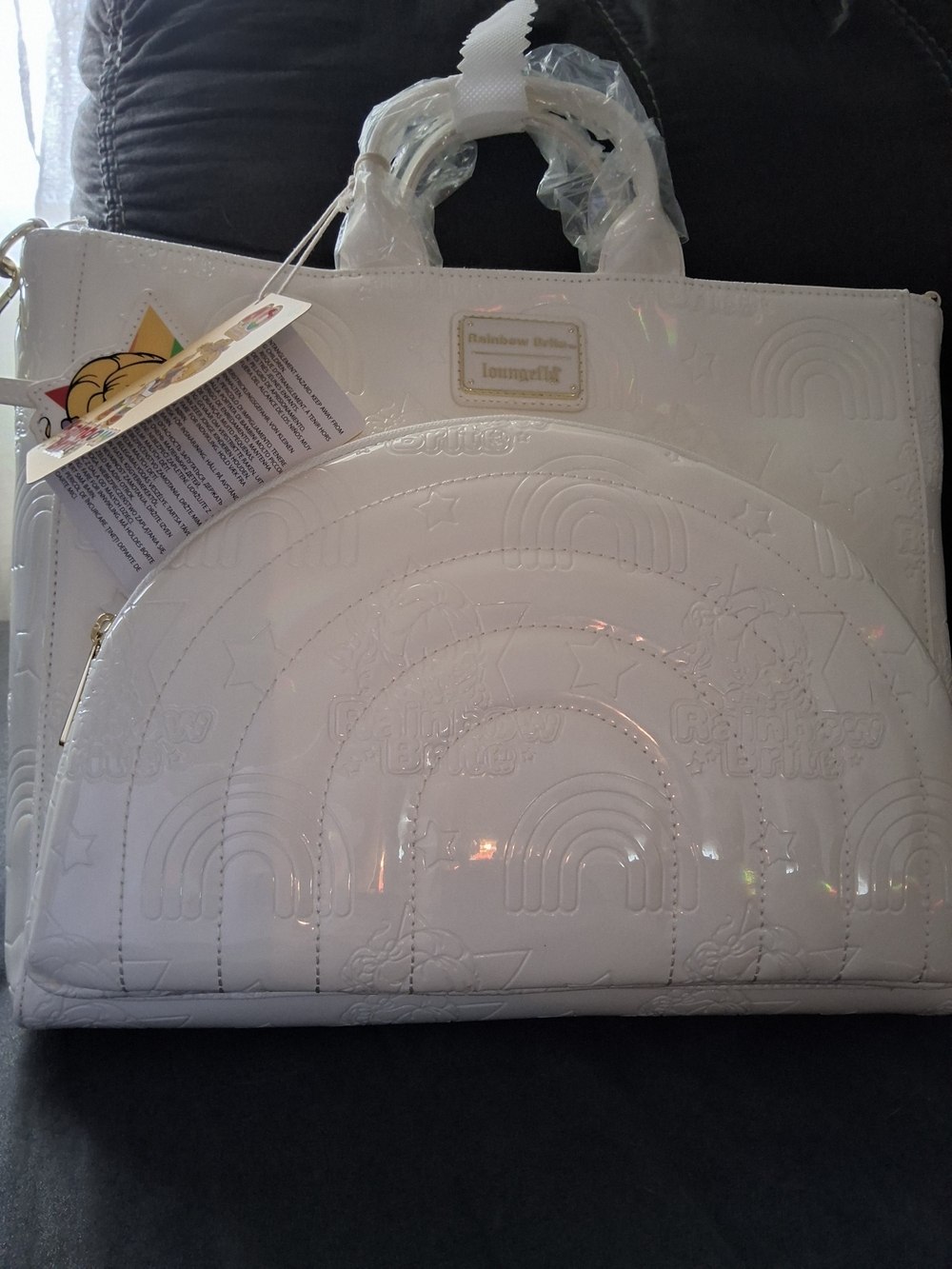 Loungefly White Rainbow Brite Embossed Patent Tote Bag
